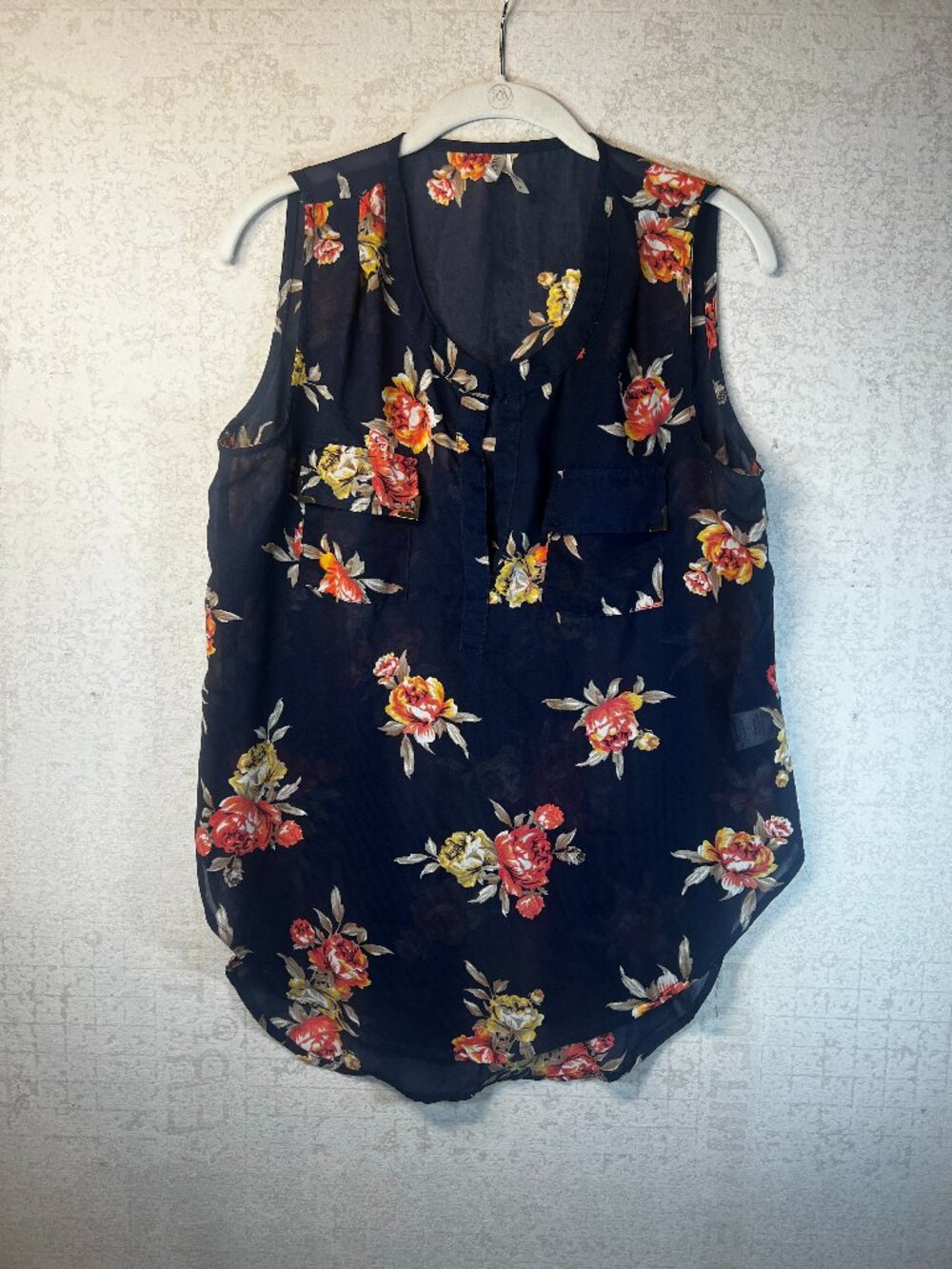Live 4 Truth Sleeveless Sheer Floral Blouse, Size L